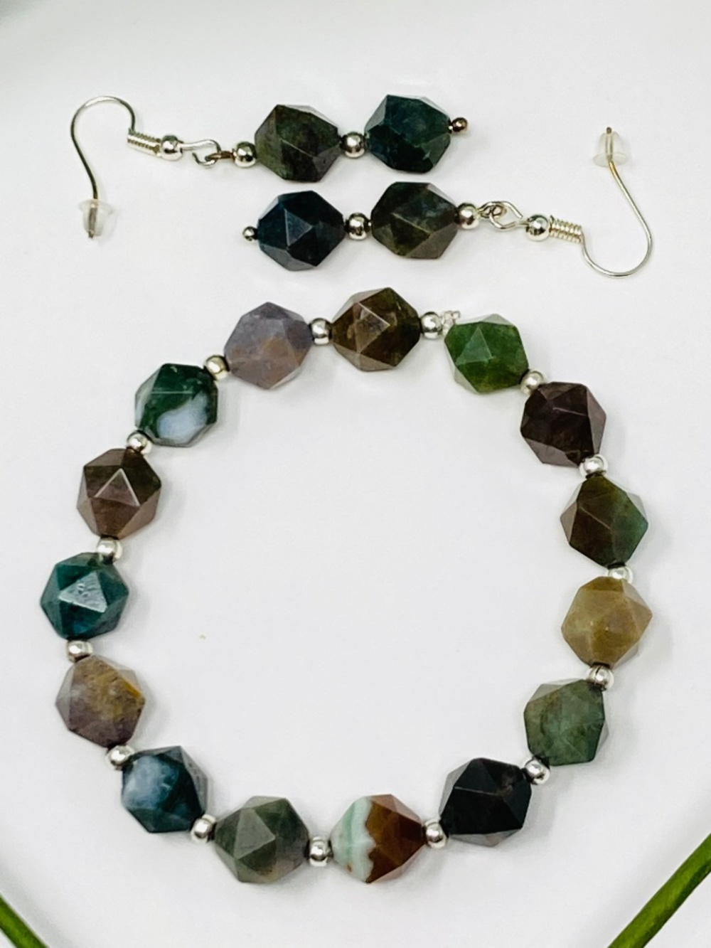 Fancy Agate Bracelet & Earrings Set